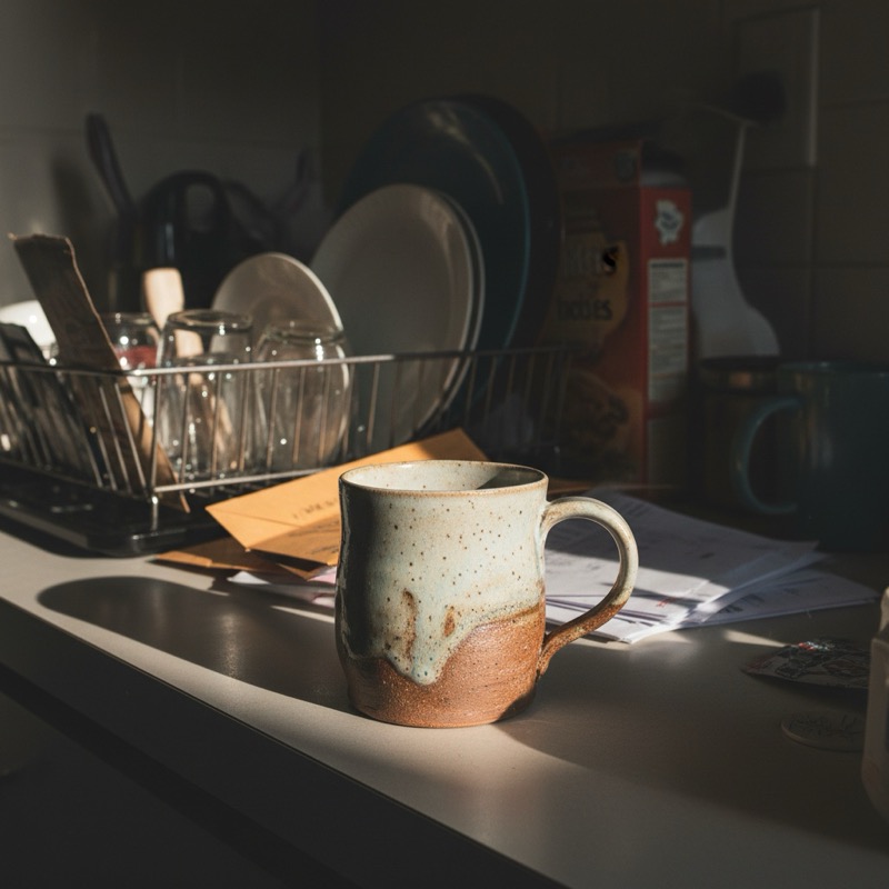 Handmade ceramic mug listing photo — before